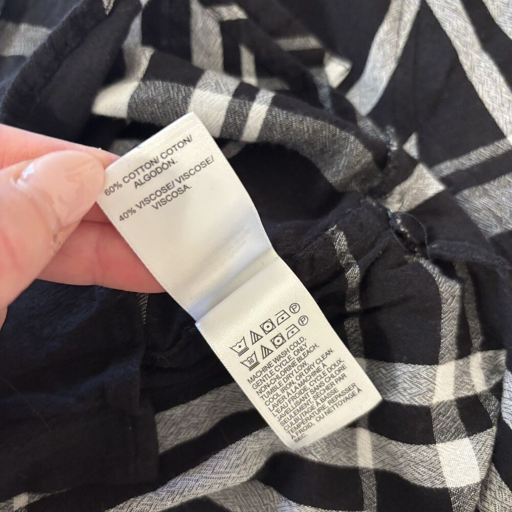 Lucky Brand Womens Large Black White Plaid Long Sleeve Shirt Button Front - Picture 5 of 7